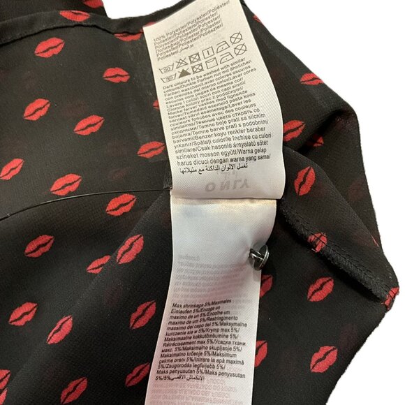 ONLY Vicky Sierra LS Shirt- Black Sheer Blouse with Red Lip Print, EU 38 - Picture 5 of 6